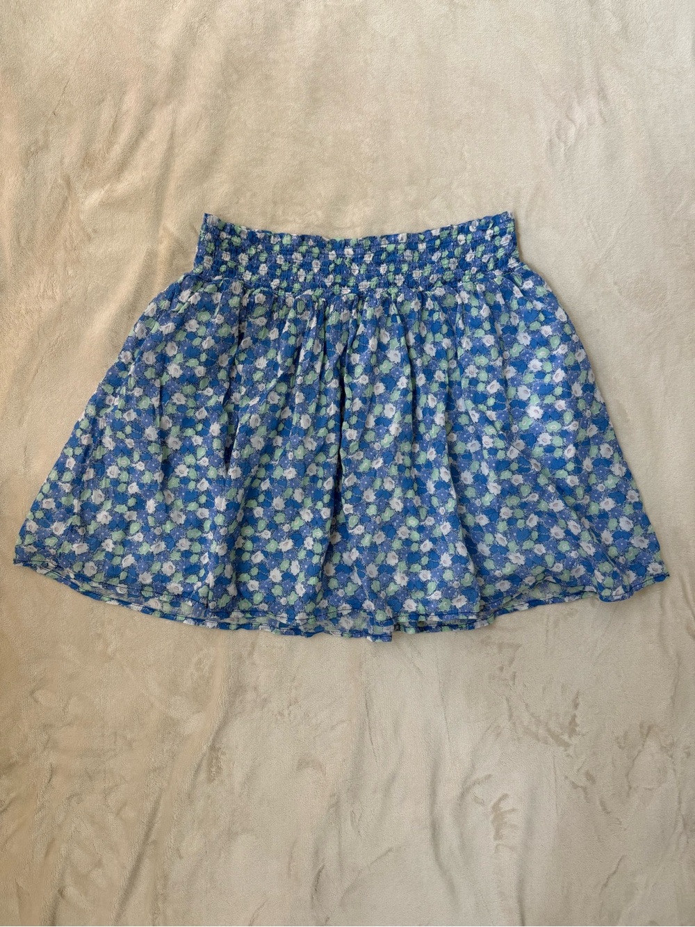Old Navy Blue Floral Smocked Waist Skirt